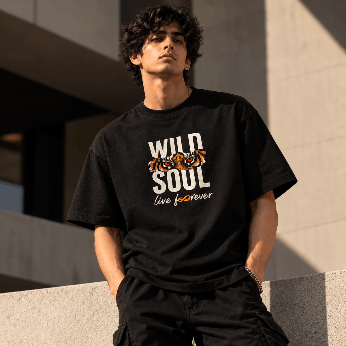WILD SOUL - Live Forever Oversized Embroidered Tee