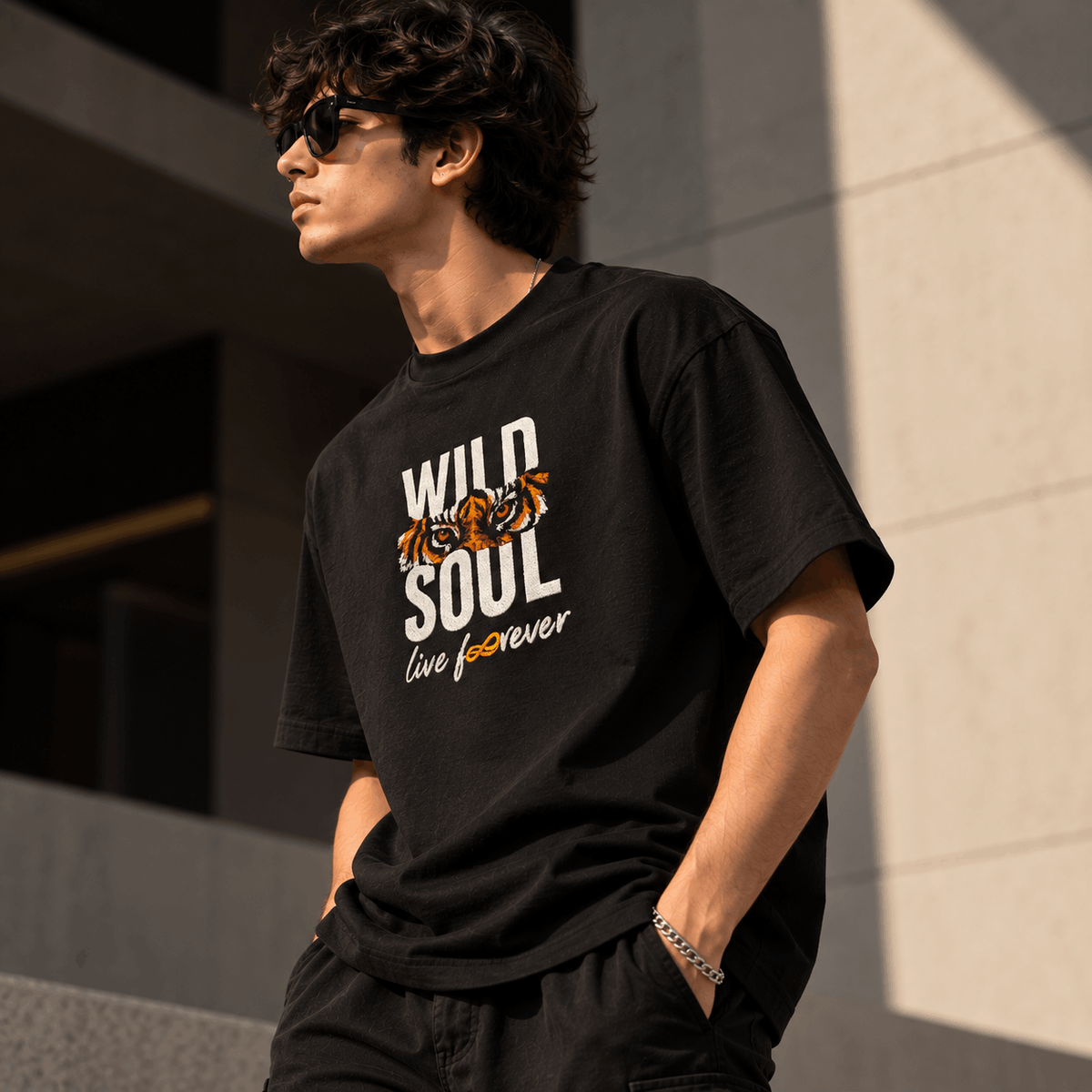 WILD SOUL - Live Forever Oversized Embroidered Tee