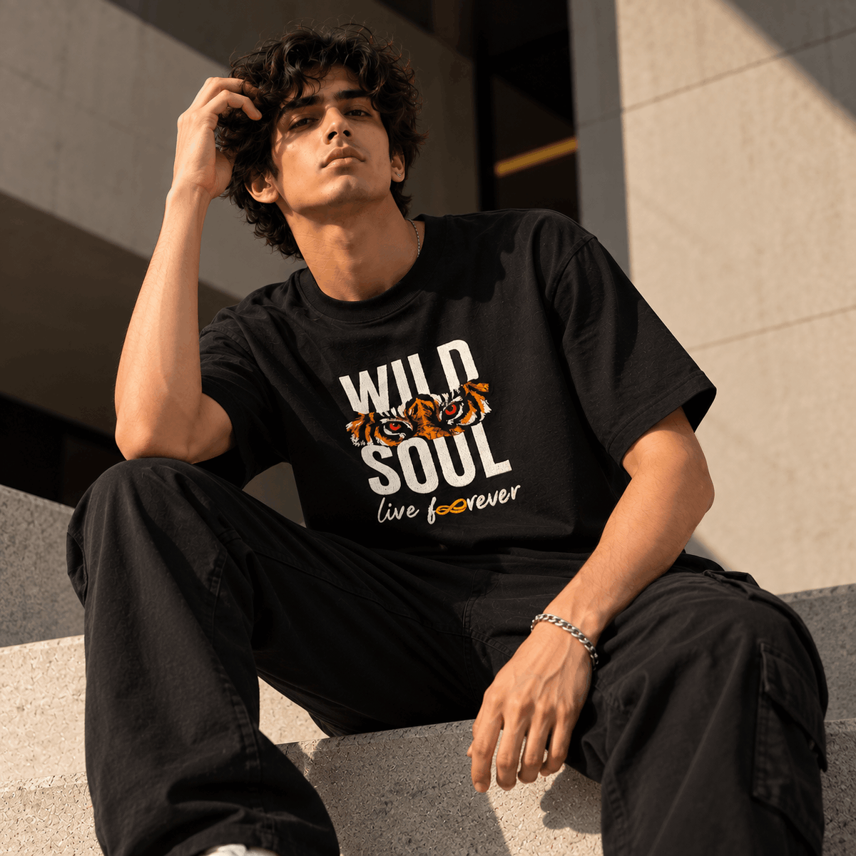 WILD SOUL - Live Forever Oversized Embroidered Tee